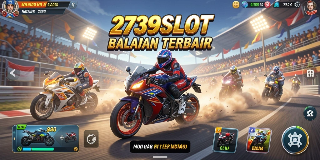 Tampilan gameplay balapan motor yang mendebarkan di 2739SLOT.