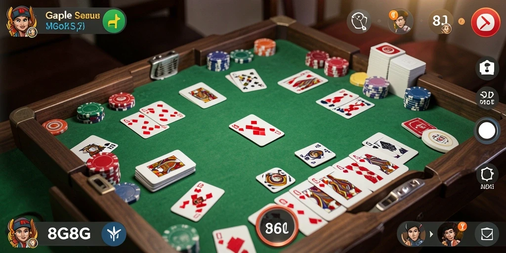 Menampilkan gameplay seru Gaple di 8G8G dengan pemain aktif.