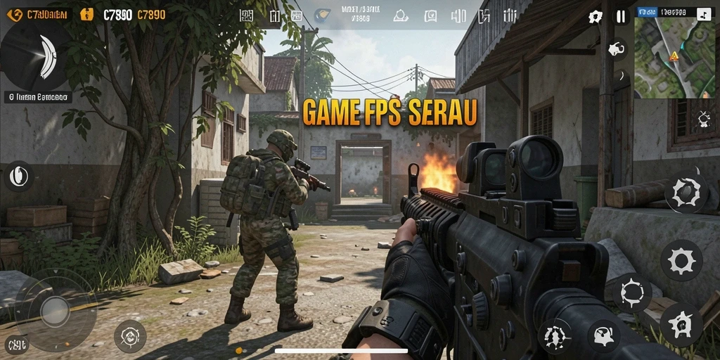 Screenshot utama C7890 menampilkan aksi intens dalam gameplay FPS.