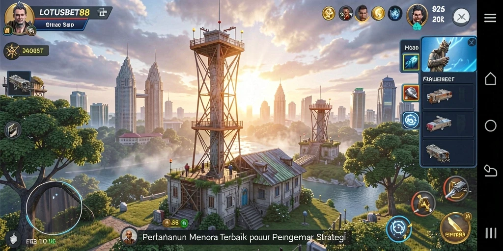 Screenshot LOTUSBET88 menampilkan aksi menara pertahanan yang menakjubkan.