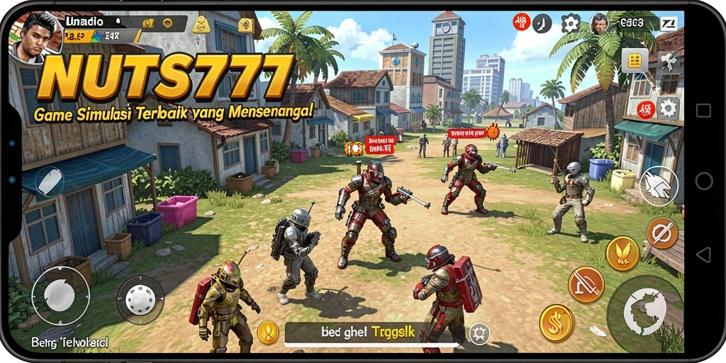 Gameplay NUTS777 menunjukkan interaksi pemain dengan dunia virtual yang kaya.