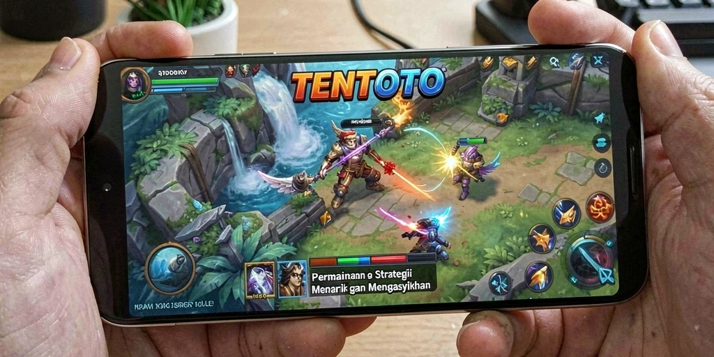 Tangkapan layar utama TENTOTO menampilkan gameplay strategi yang mendebarkan.