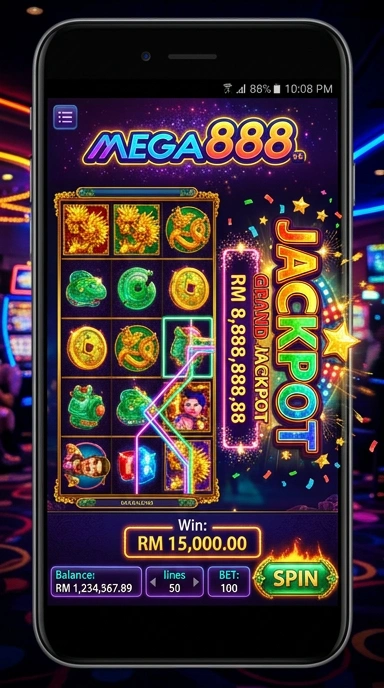Tampilan antarmuka pengguna mega888 yang menarik dan intuitif.
